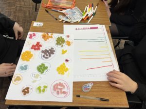 Image of learners organising sweets to create bar graphs
