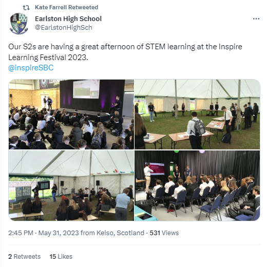 Decorative image of example social media post from Earlston High School