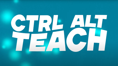 Ctrl-Alt-Teach in white text on a bubbly blue background